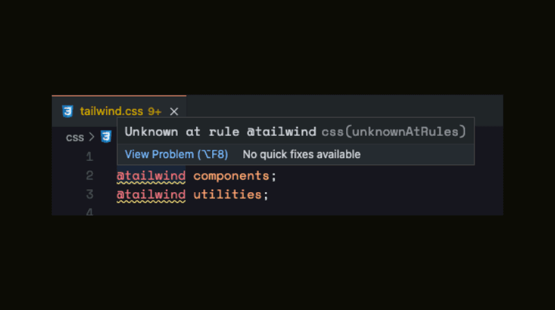 วิธีแก้ปัญหา unknown at rule ของ tailwind css