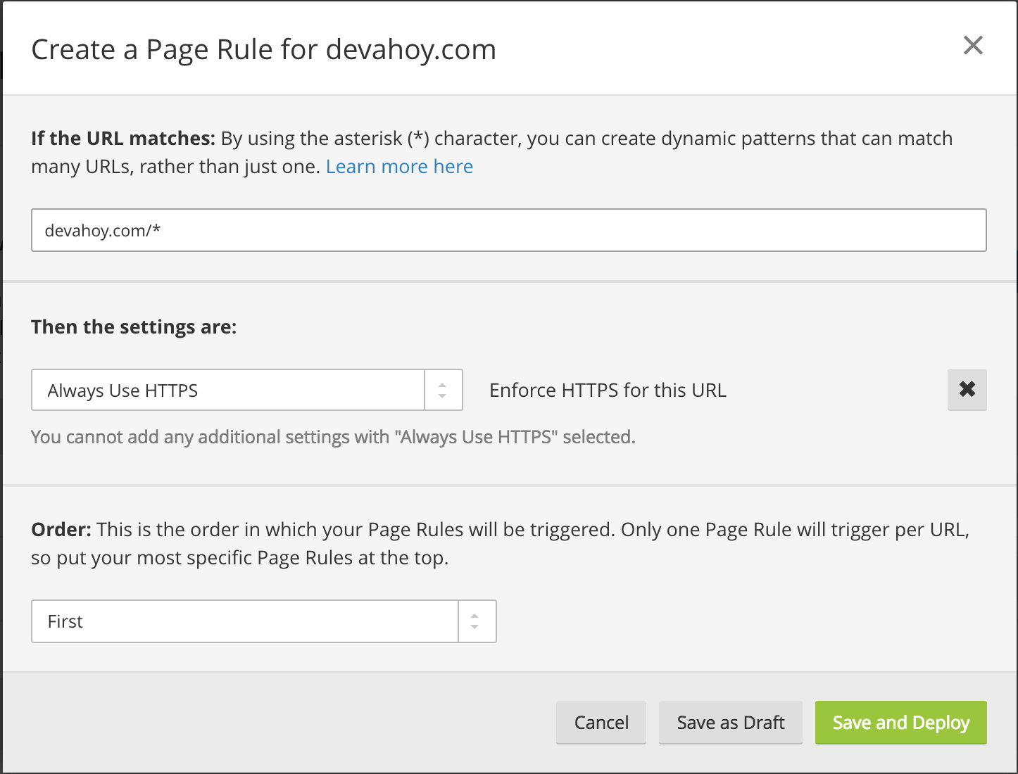 Setup Page Rule