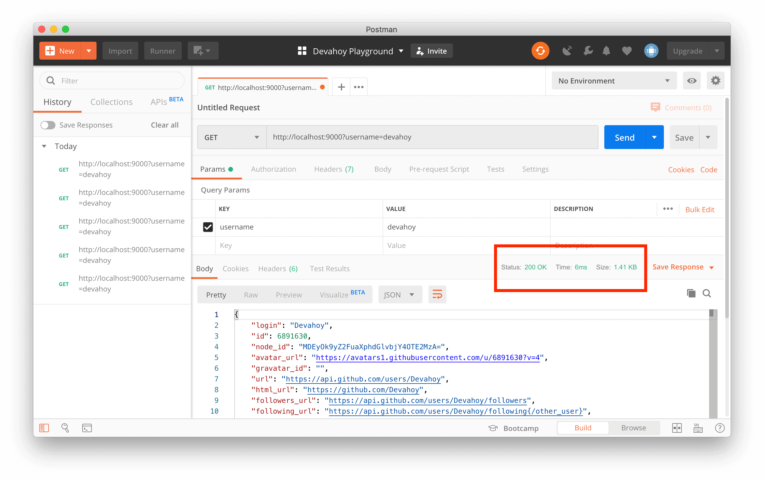 Postman after caching